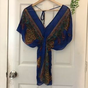 Paisley Print Kimono/swim cover